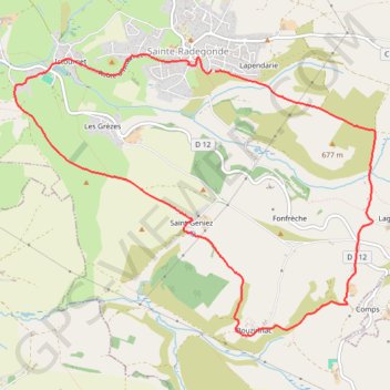 Itinéraire Sainte-Radegonde - Bouziniac, distance, dénivelé, altitude, carte, profil, trace GPS