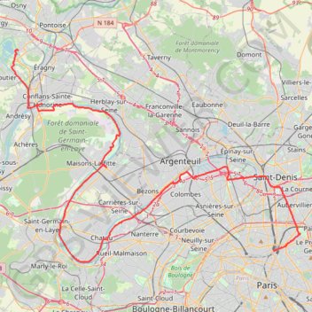 Itinéraire Paris Gare du Nord - Cergy, distance, dénivelé, altitude, carte, profil, trace GPS