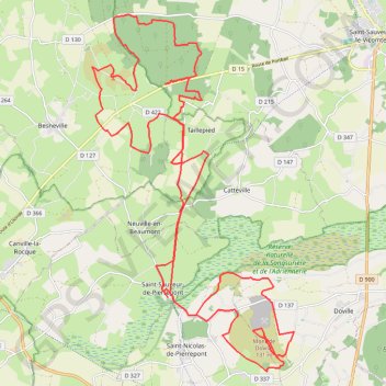 Itinéraire Les trois Monts - Saint-Sauveur-le-Vicomte, distance, dénivelé, altitude, carte, profil, trace GPS