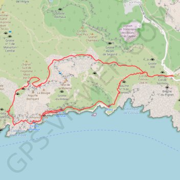 Itinéraire La Calanque de l'Escu et la Corniche du Pêcheur depuis le Col de Sormiou, distance, dénivelé, altitude, carte, profil, trace GPS