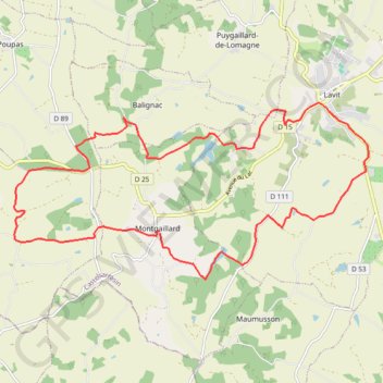 Itinéraire Montgaillard des Lacs, distance, dénivelé, altitude, carte, profil, trace GPS