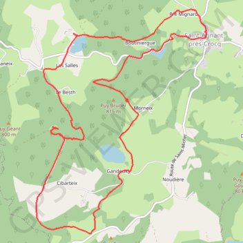 Itinéraire Saint Agnant près Crocq, le chateau du Theil, distance, dénivelé, altitude, carte, profil, trace GPS