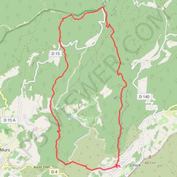 Itinéraire Le col de la ligne au départ de Lioux, distance, dénivelé, altitude, carte, profil, trace GPS