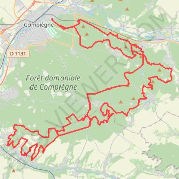 Itinéraire Raid Impérial Compiégnois (RIC) 105 Km, distance, dénivelé, altitude, carte, profil, trace GPS
