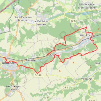 Itinéraire De Dourdan à Sermaise, distance, dénivelé, altitude, carte, profil, trace GPS
