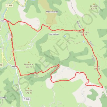 Itinéraire Osamunho Errola depuis Les Aldudes, distance, dénivelé, altitude, carte, profil, trace GPS