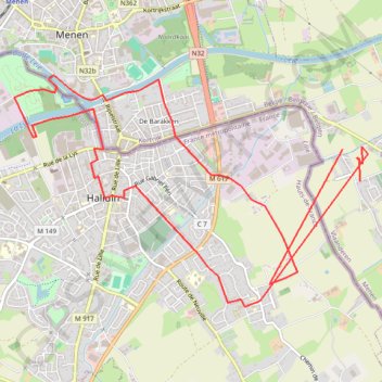 Itinéraire Du côté d'Halluin, distance, dénivelé, altitude, carte, profil, trace GPS