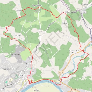 Itinéraire Fumel, randonnée entre Quercy et Périgord - Pays de la vallée du Lot, distance, dénivelé, altitude, carte, profil, trace GPS