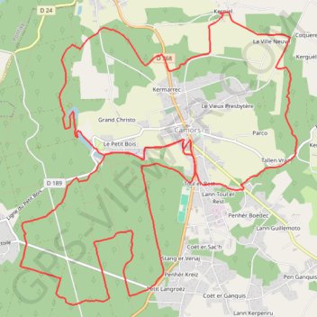 Itinéraire Circuit de randonnée pédestre camors (56), distance, dénivelé, altitude, carte, profil, trace GPS