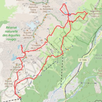Itinéraire Tour des Lacs - Massif des Aiguilles Rouges, distance, dénivelé, altitude, carte, profil, trace GPS