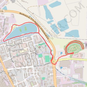 Itinéraire Woippy, Fort-Gambetta et Plan-d'eau, distance, dénivelé, altitude, carte, profil, trace GPS