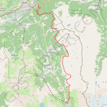 Itinéraire 08 Sierre Zinal (touristes), distance, dénivelé, altitude, carte, profil, trace GPS