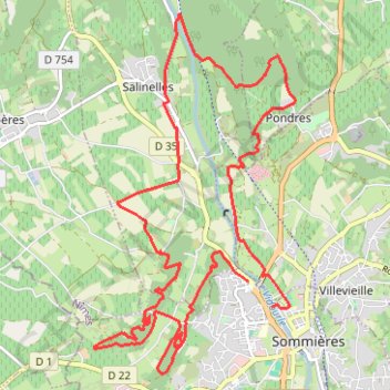 Itinéraire Les Terres de Sommières 2, distance, dénivelé, altitude, carte, profil, trace GPS