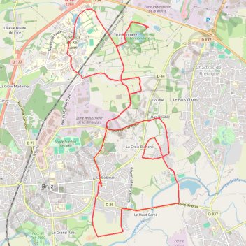 Itinéraire Les Fours à Chaux à Bruz, distance, dénivelé, altitude, carte, profil, trace GPS