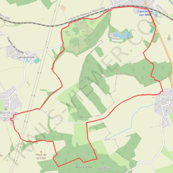 Itinéraire Courcelles-sur-Nied_Sorbey_Mécleuves, distance, dénivelé, altitude, carte, profil, trace GPS