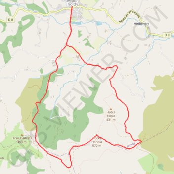 Itinéraire Hocha Handia depuis le village d' Iholdy, distance, dénivelé, altitude, carte, profil, trace GPS