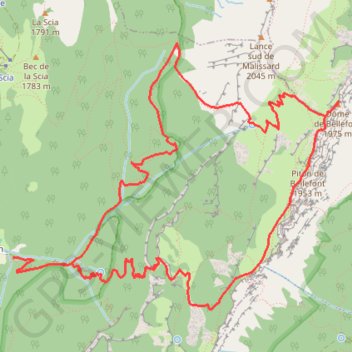 Itinéraire Le Dôme de Bellefont par le Pas de Rocheplane, distance, dénivelé, altitude, carte, profil, trace GPS