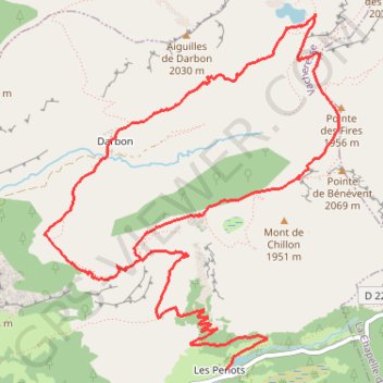 Itinéraire Traversée de la Pointe de Bénevent, Lac de Darbon, distance, dénivelé, altitude, carte, profil, trace GPS