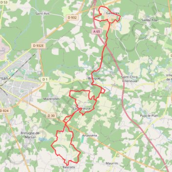 Itinéraire Au Cœur Des Landes, distance, dénivelé, altitude, carte, profil, trace GPS