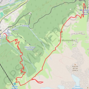 Itinéraire Chamonix, balcon nord, distance, dénivelé, altitude, carte, profil, trace GPS