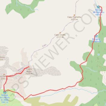 Itinéraire 4ème étape GR20, distance, dénivelé, altitude, carte, profil, trace GPS