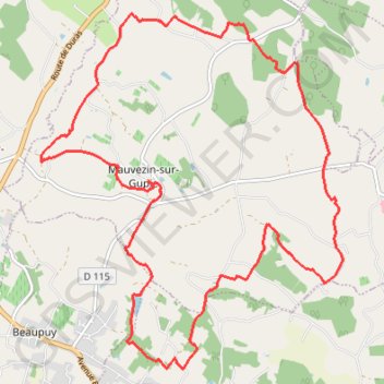 Itinéraire Autour de Mauvezin-sur-Gupie, distance, dénivelé, altitude, carte, profil, trace GPS