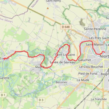 Itinéraire Coulon-Niort, distance, dénivelé, altitude, carte, profil, trace GPS