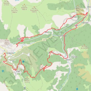 Itinéraire Capoulet et Junac, distance, dénivelé, altitude, carte, profil, trace GPS