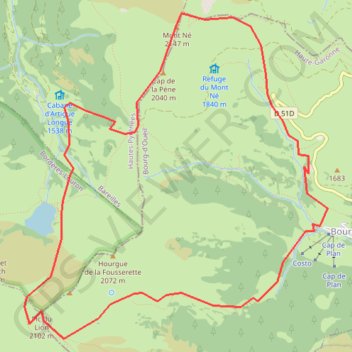 Itinéraire Pic du Lion et mont Né en circuit depuis Bourg-d'Oueil, distance, dénivelé, altitude, carte, profil, trace GPS