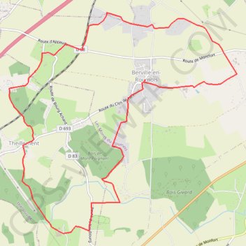 Itinéraire Berville en roumois, distance, dénivelé, altitude, carte, profil, trace GPS