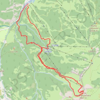 Itinéraire Punta Mulattiera, distance, dénivelé, altitude, carte, profil, trace GPS