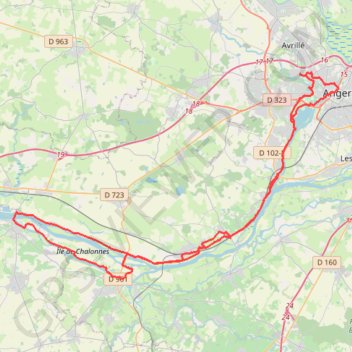 Itinéraire Montjean-sur-Loire 75km, distance, dénivelé, altitude, carte, profil, trace GPS