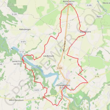 Itinéraire Lac de Rabodanges via Putanges - Bazoches-au-Houlme, distance, dénivelé, altitude, carte, profil, trace GPS
