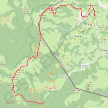 Itinéraire La crêtes W des aldudes, distance, dénivelé, altitude, carte, profil, trace GPS
