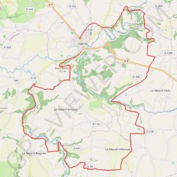 Itinéraire Randonnée autour de Gavray, distance, dénivelé, altitude, carte, profil, trace GPS