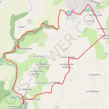 Itinéraire De Plessala vers la Roche aux Cerfs, distance, dénivelé, altitude, carte, profil, trace GPS