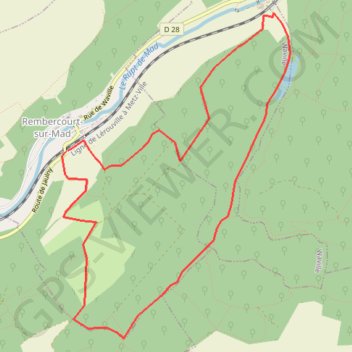 Itinéraire Boucle au départ de Rembertcourt-sur-Mad, distance, dénivelé, altitude, carte, profil, trace GPS