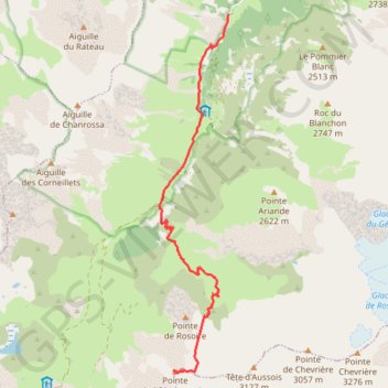 Itinéraire Col d'Aussois, Pointe de l'Observatoire, distance, dénivelé, altitude, carte, profil, trace GPS