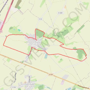 Itinéraire Monchy-le-Preux, distance, dénivelé, altitude, carte, profil, trace GPS