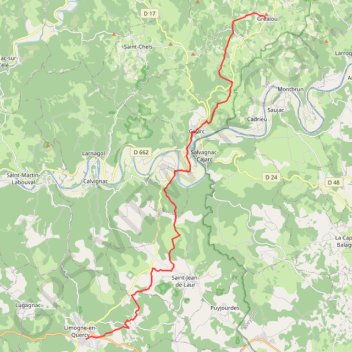 Itinéraire Grealou - Limogne, distance, dénivelé, altitude, carte, profil, trace GPS