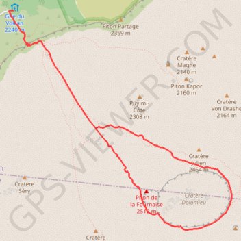 Itinéraire Le piton de la Fournaise, distance, dénivelé, altitude, carte, profil, trace GPS