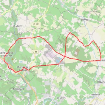 Itinéraire Boucle Est de Val-de-Cognac — 33km, distance, dénivelé, altitude, carte, profil, trace GPS