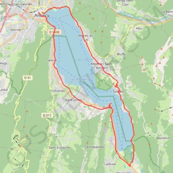 Itinéraire Cyclo - Tour du lac d'Annecy, distance, dénivelé, altitude, carte, profil, trace GPS