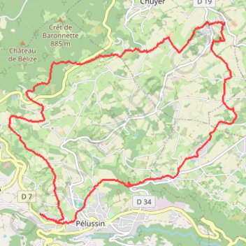 Itinéraire Rando pelussin, distance, dénivelé, altitude, carte, profil, trace GPS