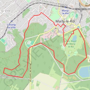 Itinéraire Parc de Marly, distance, dénivelé, altitude, carte, profil, trace GPS