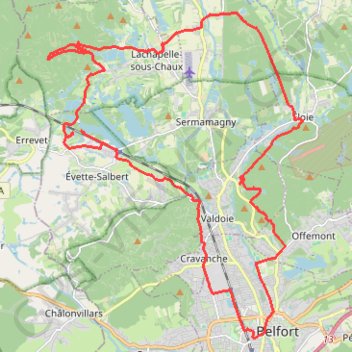 Itinéraire Trois montées au nord de Belfort, distance, dénivelé, altitude, carte, profil, trace GPS