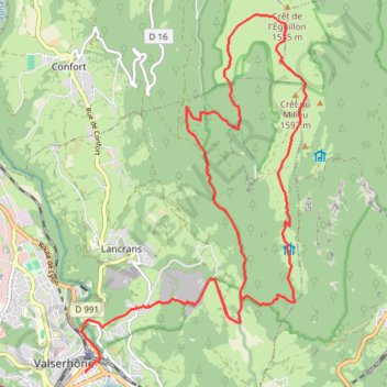 Itinéraire Bellegarde Crêt de la Goutte, distance, dénivelé, altitude, carte, profil, trace GPS