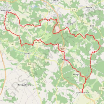 Itinéraire Pontaroux 52 kms, distance, dénivelé, altitude, carte, profil, trace GPS