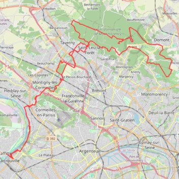 Itinéraire 71 km et 880 m Foret de Montmorency par accès direct (version été, donc pistes) Golf de Domont, distance, dénivelé, altitude, carte, profil, trace GPS