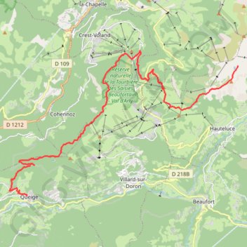 Itinéraire Tour Beaufortain Etape 1, distance, dénivelé, altitude, carte, profil, trace GPS